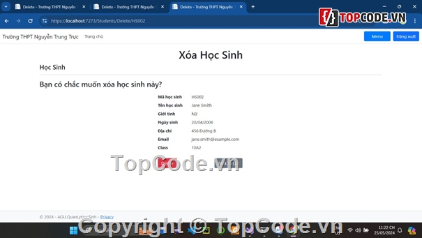 Quản lý học sinh,code web,mô hình MVC,MVC