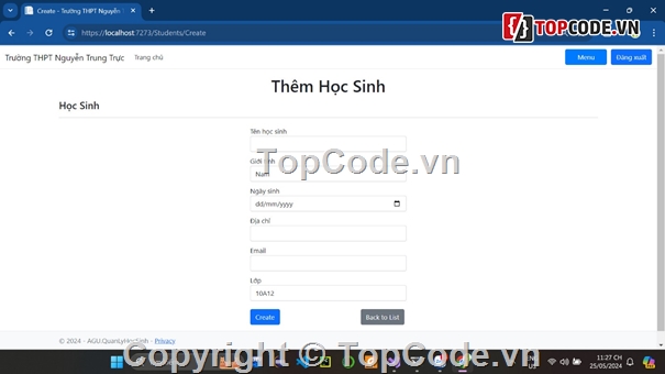 Quản lý học sinh,code web,mô hình MVC,MVC