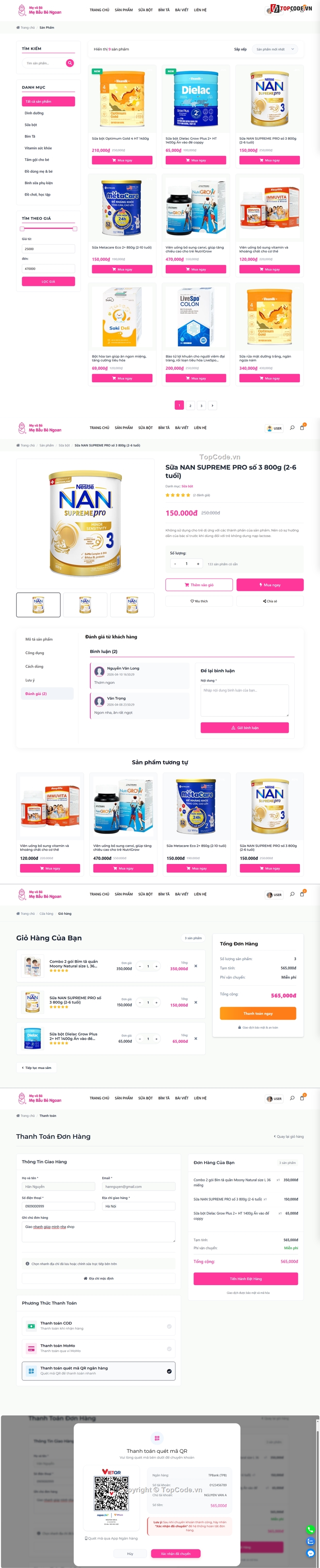 webiste mẹ và bé,website bán sữa,website bỉm tả,cửa hàng mẹ và bé,shop bán sữa,web bỉm tã