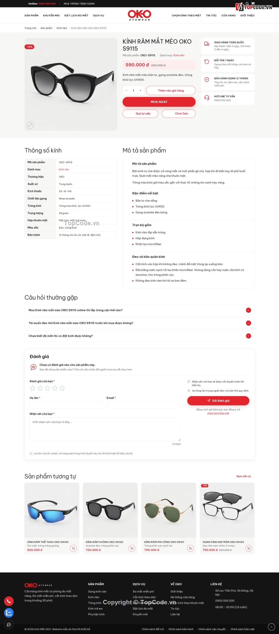website bán mắt kính,website bán kính mắt,Template website kính mắt,website phụ kiện mắt kính,Giao diện website,website thời trang