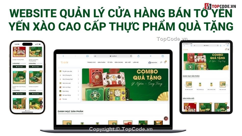 code web ẩm thực,website thực phẩm,website bán tổ yến,Website yến sào,web tổ yến,php mysql