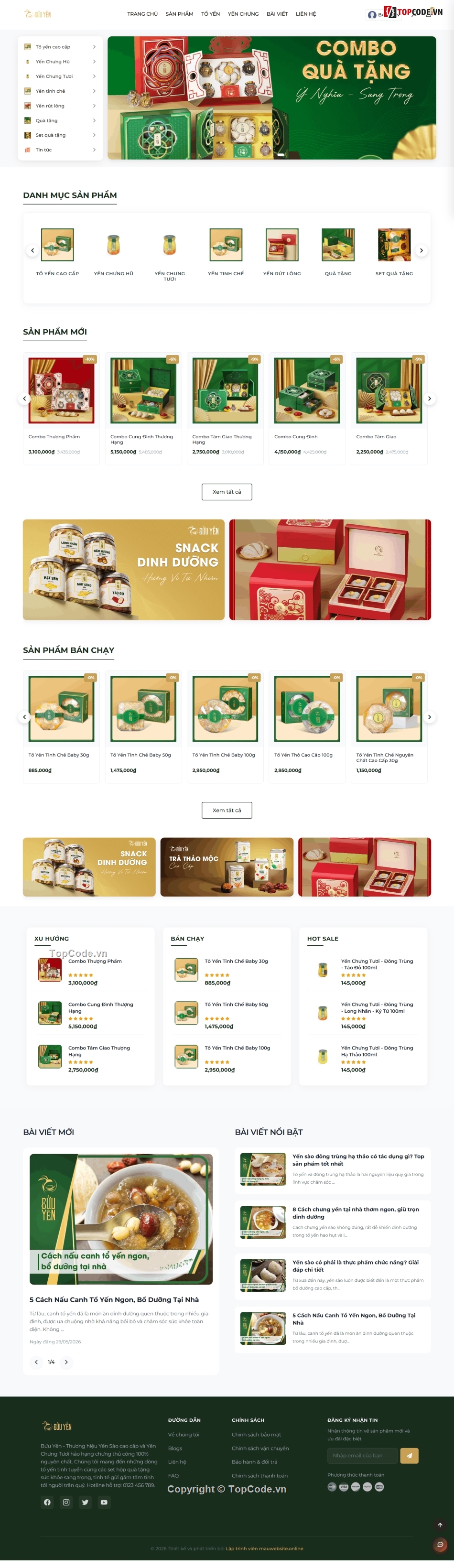 code web ẩm thực,website thực phẩm,website bán tổ yến,Website yến sào,web tổ yến,php mysql