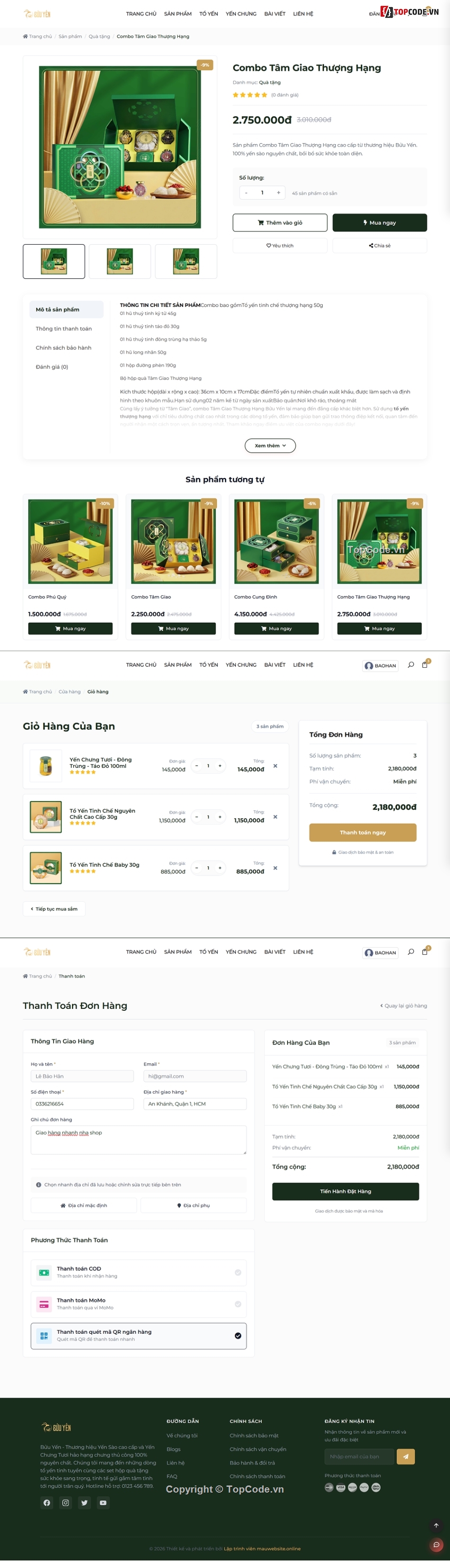 code web ẩm thực,website thực phẩm,website bán tổ yến,Website yến sào,web tổ yến,php mysql