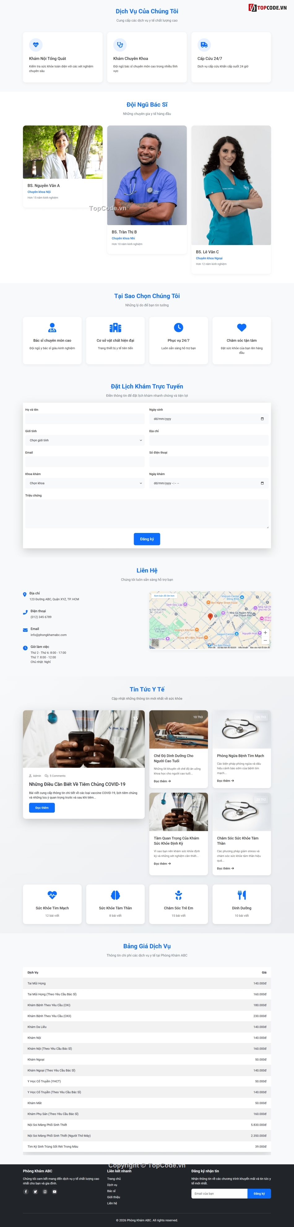 website bệnh viện,website khám bệnh,website phòng khám,đặt lịch khám bệnh,quản lý phòng khám,quản lý bệnh viện