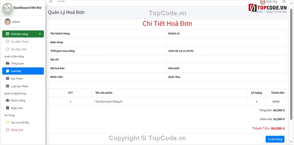 quản lý bán hàng PHP,code quản lý bán hàng,Website bán hàng,code quản lý cửa hàng,pos web bán hàng php mysql,đồ án web bán trà sữa php