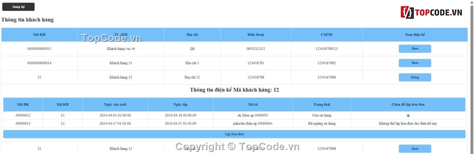 quản lý hóa đơn,hóa đơn tiền điện,web quản lý,code web quản lý hóa đơn,quản lý hóa đơn tiền điện
