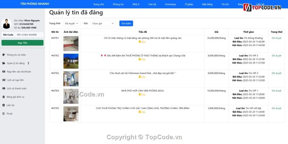code quản lý nhà trọ,đồ án nhà trọ,code web nhà trọ,code web php,code laravel,dự án nhà trọ