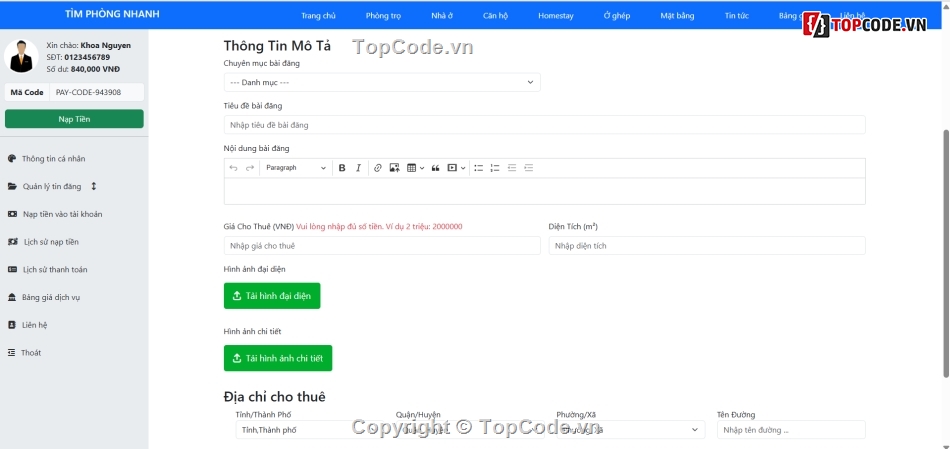 code quản lý nhà trọ,đồ án nhà trọ,code web nhà trọ,code web php,code laravel,dự án nhà trọ
