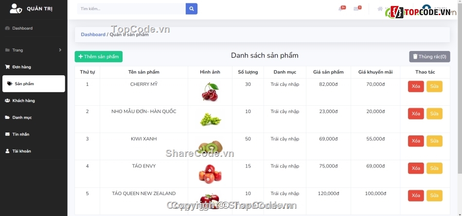 code web trái cây,website trái cây,website bán trái cây,php mysql,code php thuần,web php