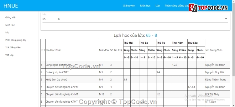 Xếp lịch giảng dạy,nodejs,node js,làm website bằng nodejs,xếp lịch dạy