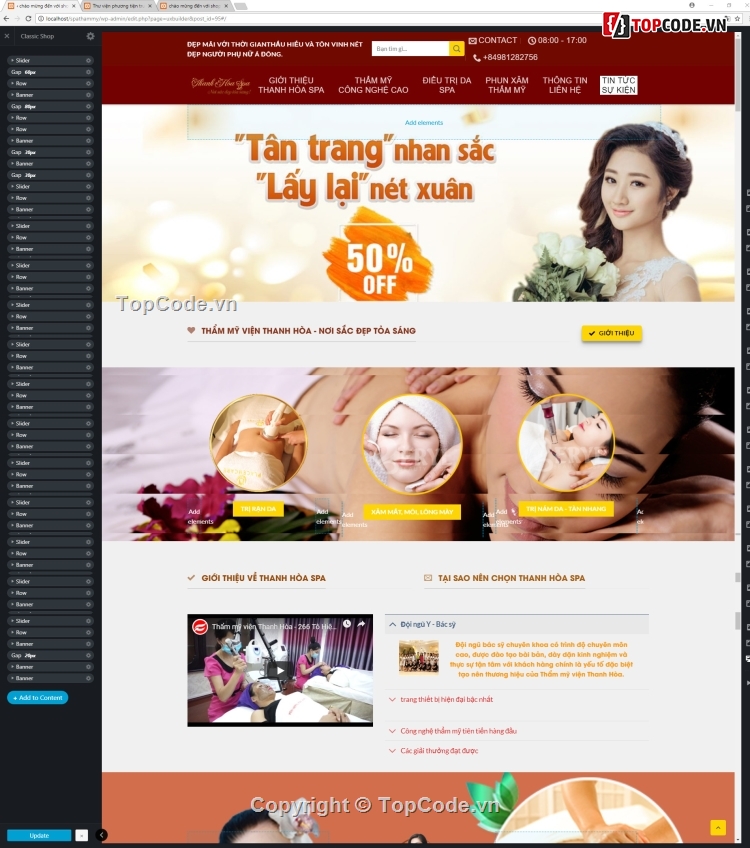 website spa làm đẹp,thẩm mỹ viện spa,Code web spa,web giới thiệu thẩm mỹ viện