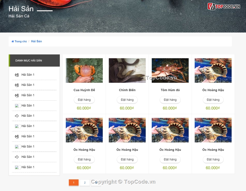 giao diện website,Code website hải sản,giao diện,Template,website hải sản
