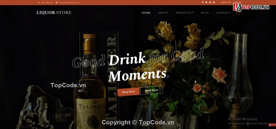 Website giới thiệu đồ uống,Web giới thiệu rượu,Template web rượu,Template HTML 5 rượu,Template Website giới thiệu