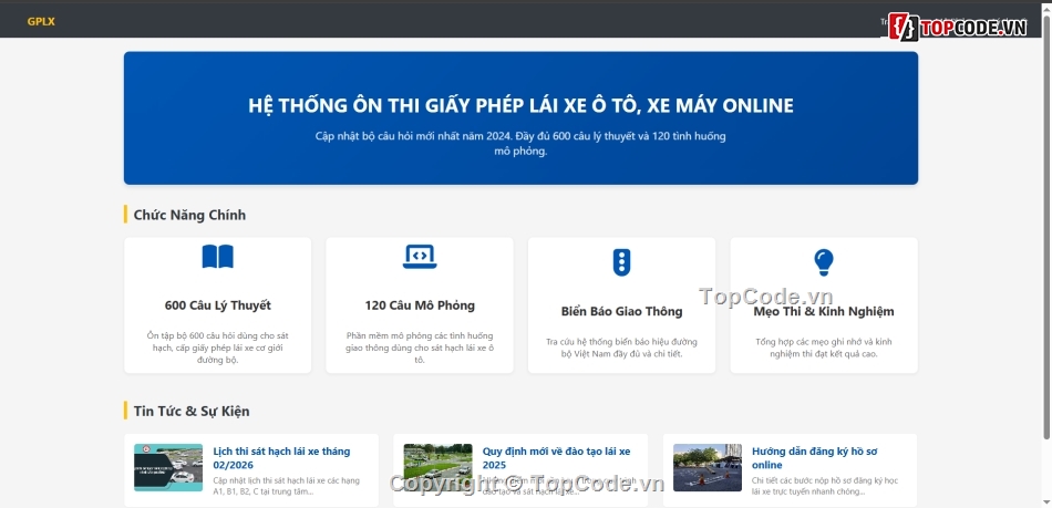 Mô phỏng 120 tình huống giao thông,600 câu hỏi lý thuyết GPLX,Thi mô phỏng 120 chuẩn Bộ GTVT,WordPress Theme,Video WordPress Theme