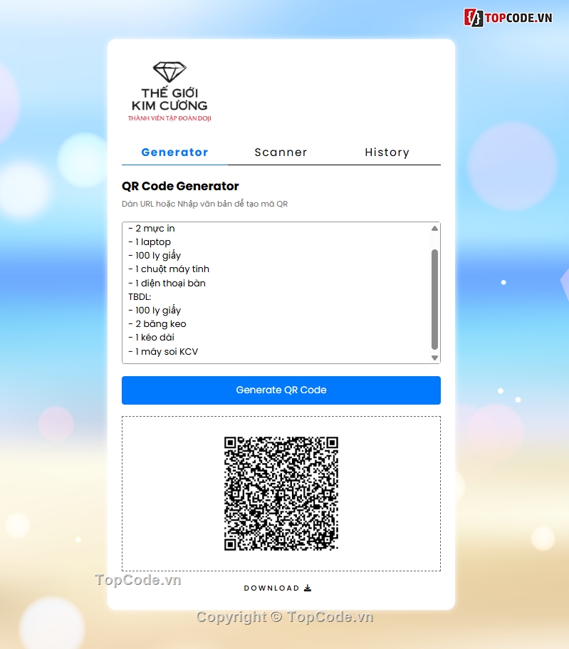 Tools tạo mã QRCode,Website tạo mã QRCode,Tools tạo mã vạch QR code,Tools xem lịch sử tạo QR code,Tools tạo và download QRCode