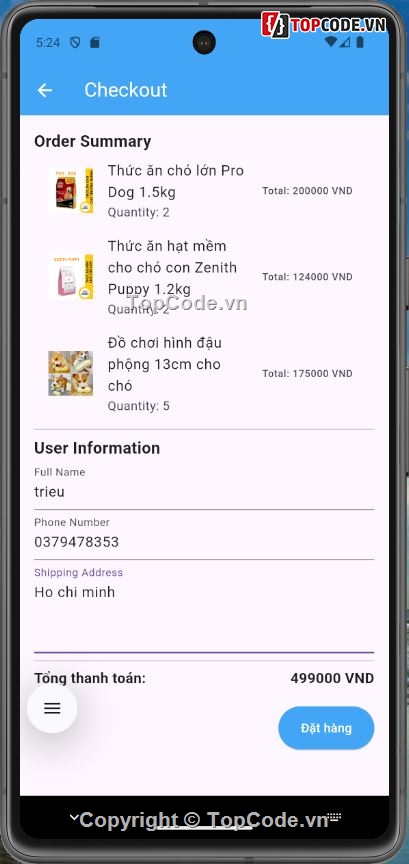Đồ án,App,Flutter,Bán hàng