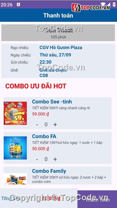 Ứng dụng đặt vé xem phim,Java,Koltin,Android Studio,FireBase