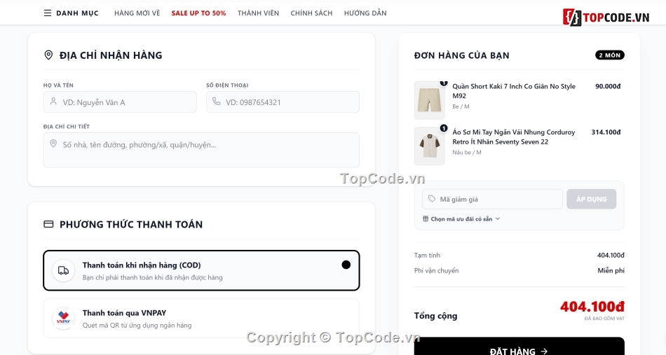 ReactJS,NodeJS,Website bán quần áo,VNPAY,Google Authentication,E-commerce