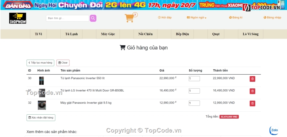 Web bán thiết bị,website thiết bị gia dụng,code đồ án