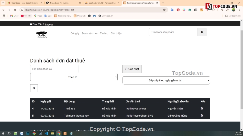 Web cho thuê xe,lái xe,thuê xe,lái xe ô tô,Web Showroom ô tô,code web thuê xe