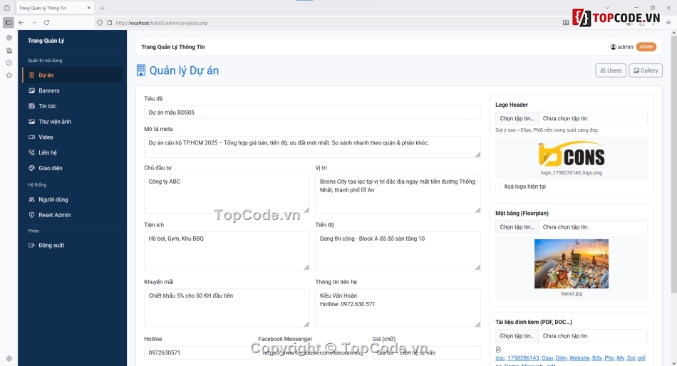 Web dự án bất động sản,codeWeb dự án bất động sản,Code bất động sản PHP,code bất động sản dự án,SQL,Web dự án bất động sản PHP & MYSQL