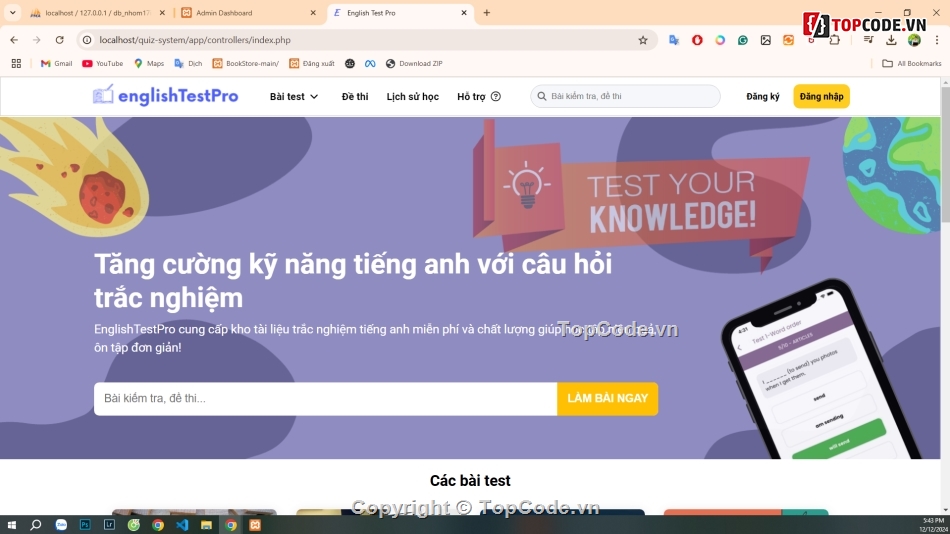 website thi trắc nghiệm,trắc nghiệm tin học,Web thi trắc nghiệm,Web học tiếng anh,Code thi trắc nghiệm,học tiếng anh