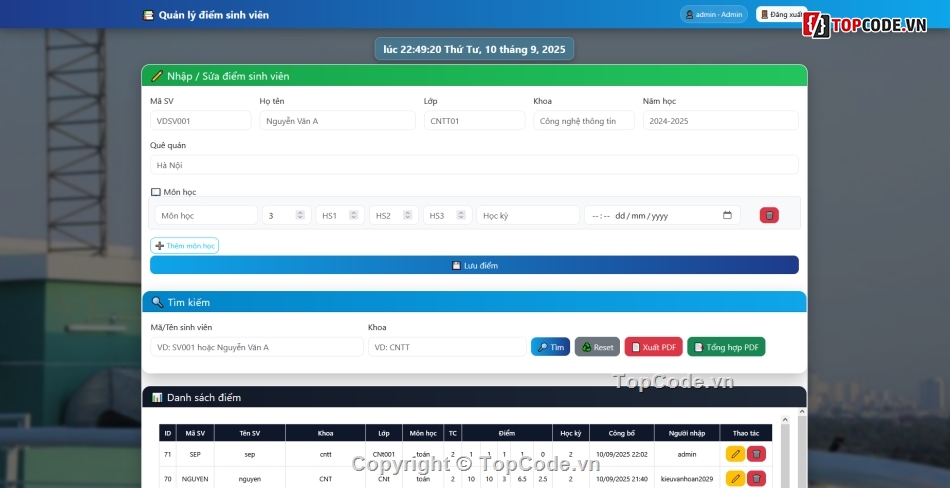 Code tra cứu,PHP và MySQL,tra cứu điểm sinh viên,quản lý điểm sinh viên,PHP quản lý điểm sinh viên,điểm sinh viên