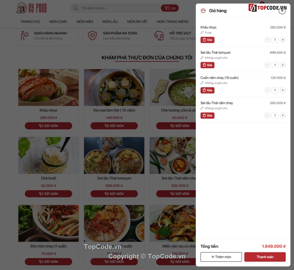 Website ẩm thực 3 miền tích hợp giỏ hàng thanh toá,Website Food  tích hợp giỏ hàng thanh toán admin,Web bán thức ăn nhanh Full CSDL giỏ hàng T.Toán,Website ẩm thực Full CSDL,Website Foody full CSDL