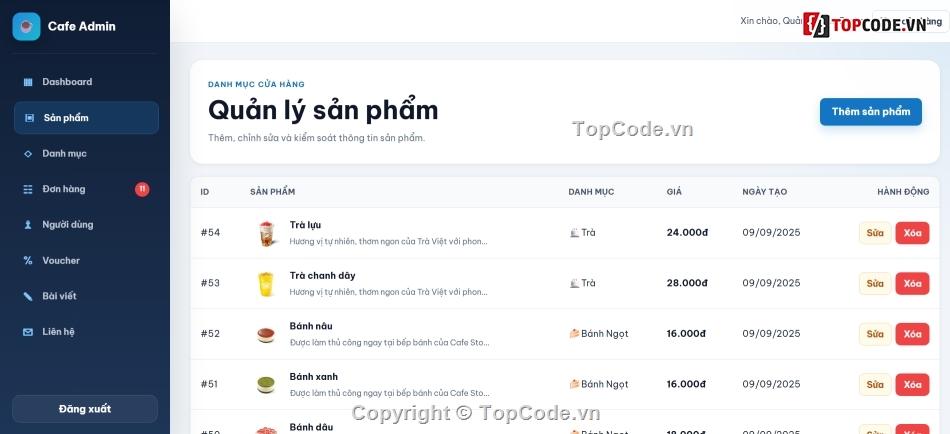 website bán cà phê,PHP MySQL,source code bán hàng,đồ án PHP,VNPay PHP,quản lý đơn hàng