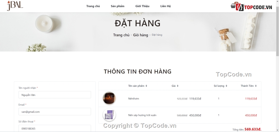 Website bán hàng,Đồ án Web bán hàng,code,nến thơm,full code,đồ án