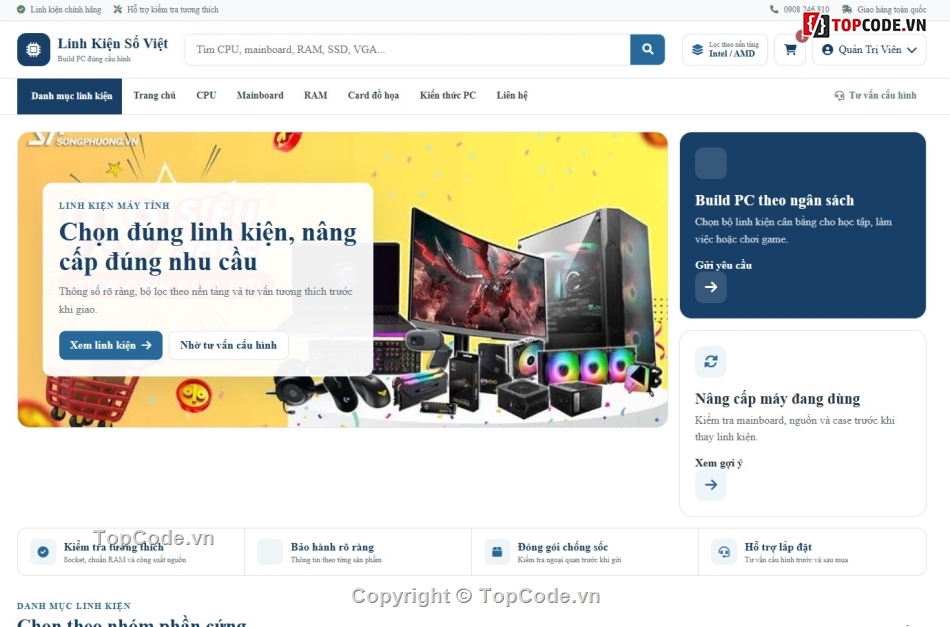 website,website bán máy tính,web linh kiện  máy tính