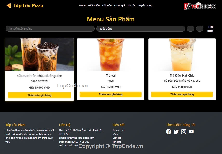 Báo cáo đồ án,Website bán hàng,website bán pizza