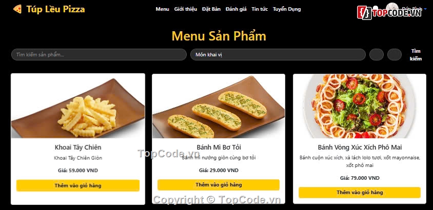 Báo cáo đồ án,Website bán hàng,website bán pizza