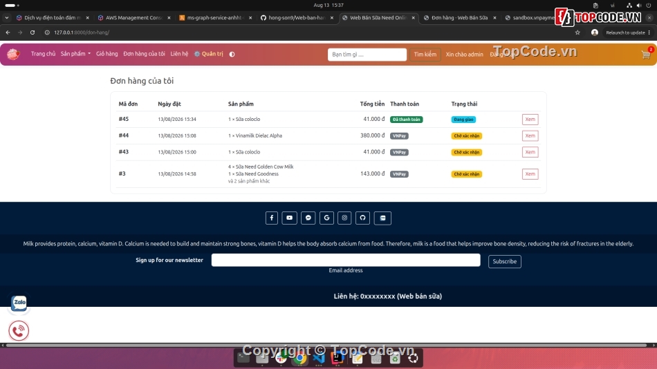 Web bán hàng,web bán sữa,website bán sữa,code web bán sữa