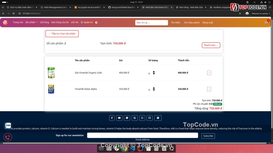 Web bán hàng,web bán sữa,website bán sữa,code web bán sữa