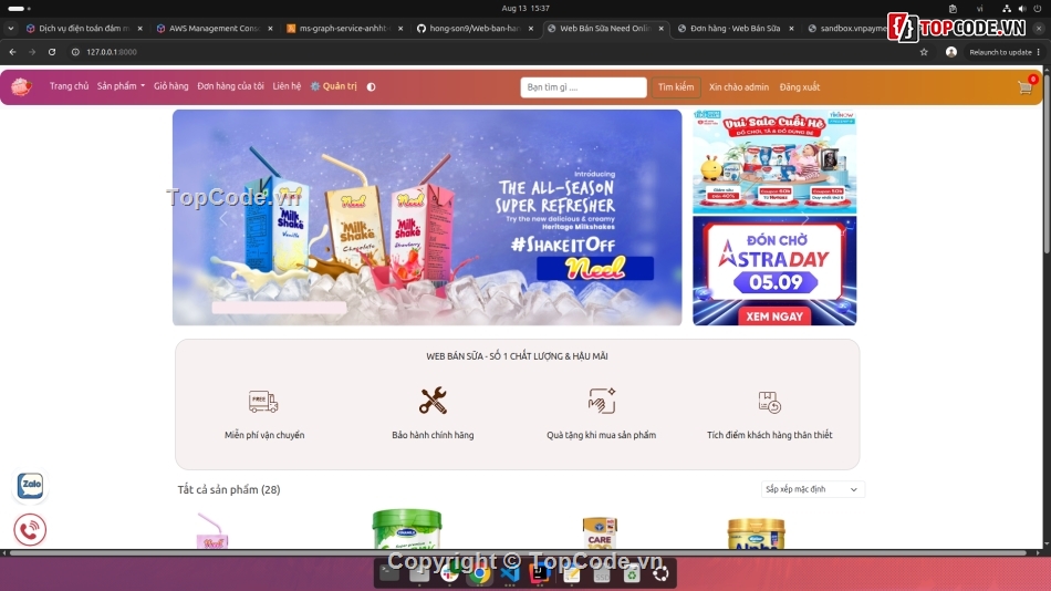 Web bán hàng,web bán sữa,website bán sữa,code web bán sữa