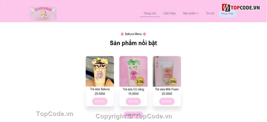 website bán trà sữa,Đồ án bán trà sữa,SQL,Báo cáo đồ án