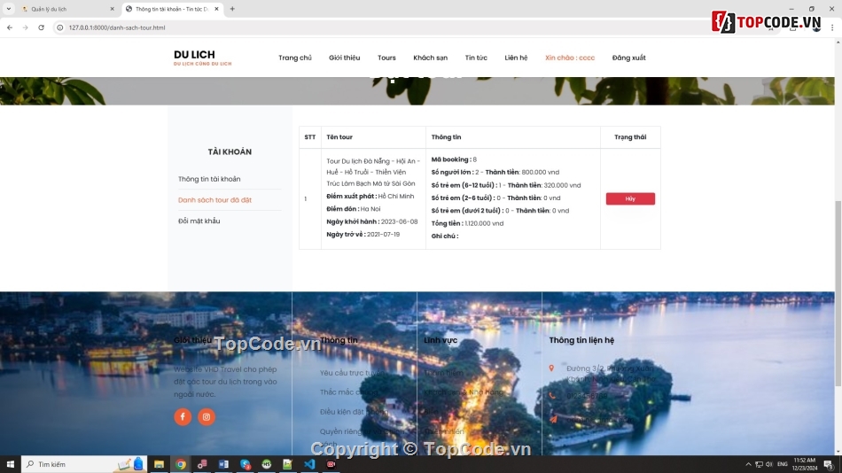 Website du lịch,website đặt tour du lịch php mysql,website đặt lịch khách sạn php,website booking hotel php mysql