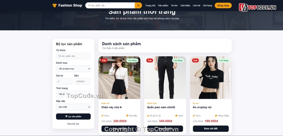 Code web bán hàng,trang web bán hàng,web bán thời trang,php thuần,code php thuần