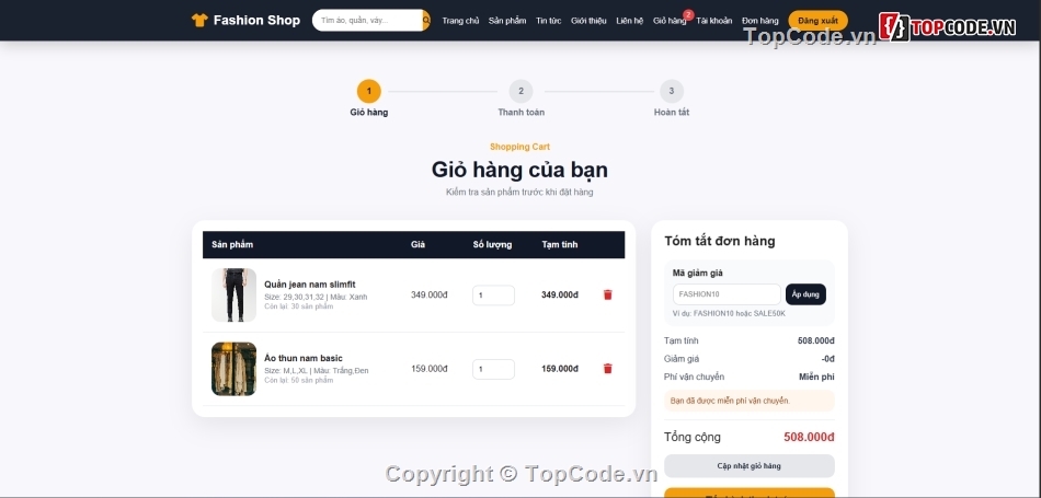 Code web bán hàng,trang web bán hàng,web bán thời trang,php thuần,code php thuần