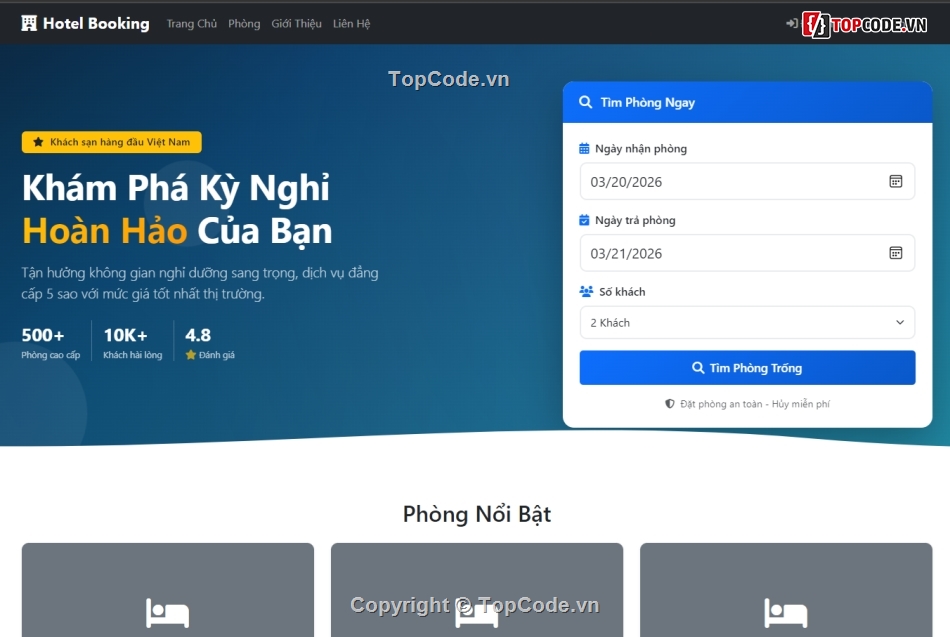 Đặt Phòng Khách Sạn,ASP.NET Core MVC,SQL Sever