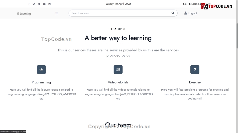ELearning,PHP,học online,giao diện cực đẹp,Admin