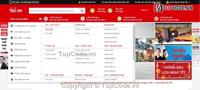 website bán laptop,web bán máy tính,website bán linh kiện máy tính,website điện tử,website link kiện PC,website bán điện thoại