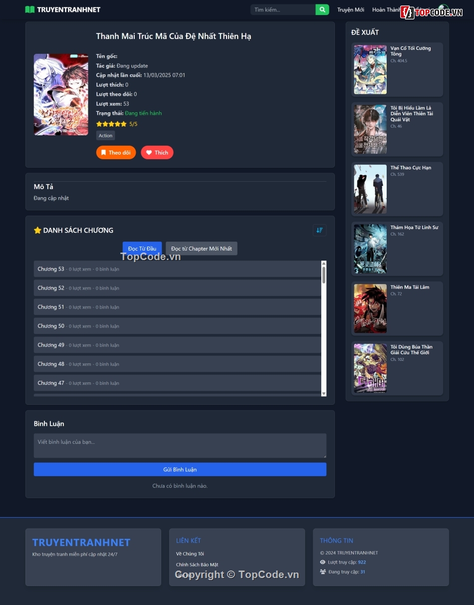 web truyện,theme truyện tranh,Code truyện tranh web đọc truyện,Theme WordPress đọc truyện,website truyện tranh