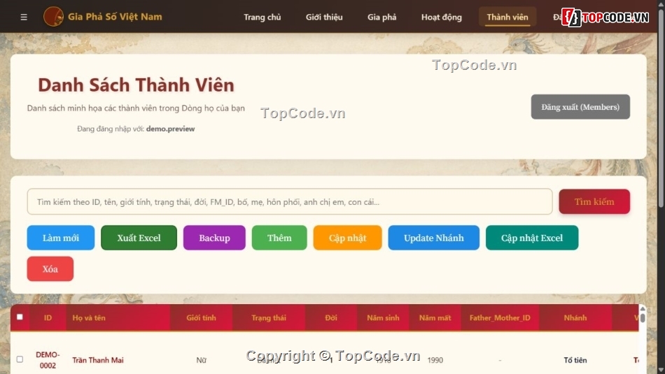 gia phả,quản lý dòng họ,Flask,MySQL,Docker,family tree