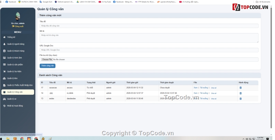 website quản Sự kiện,website quản lý kho,website quản lý nhân sự