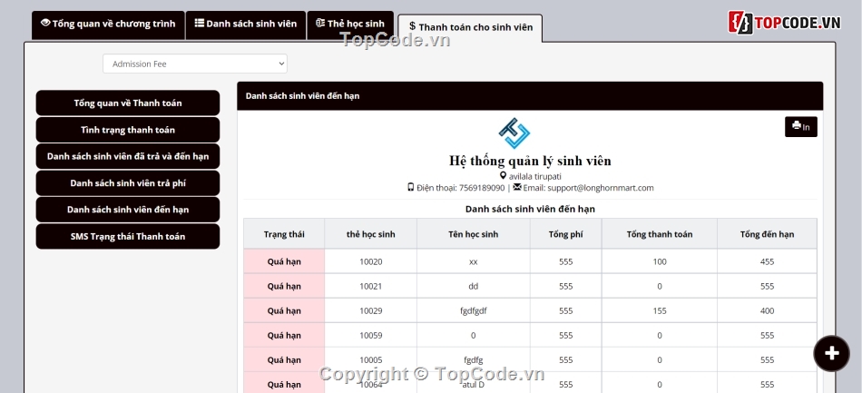 hệ thống quản lý sinh viên,website quản lý sinh viên PHP,web quản lý học sinh,đồ án quản lý sinh viên