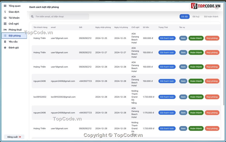 web homestay,code đặt phòng khách sạn,Source code hệ thống đặt phòng nhà nghỉ