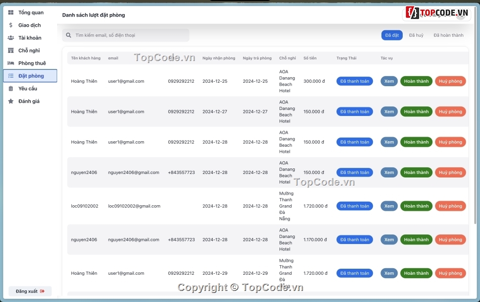web homestay,code đặt phòng khách sạn,Source code hệ thống đặt phòng nhà nghỉ