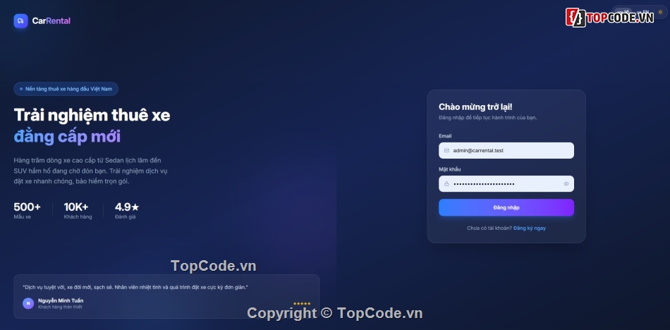 Laravel,báo cáo,tham khảo,Js,Website thuê xe